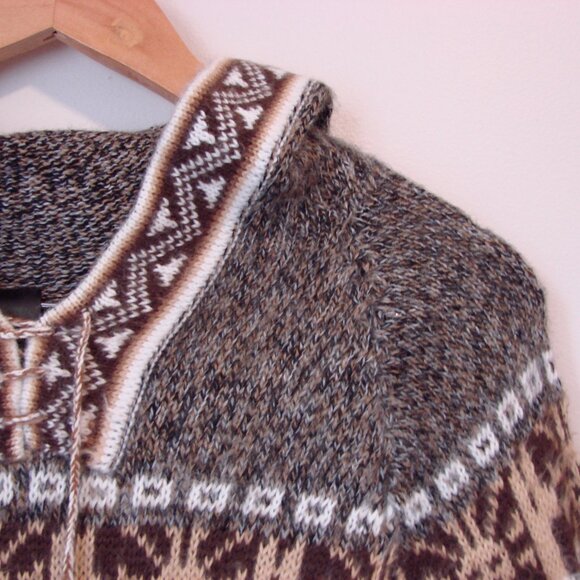 Kactus Artesanias Alpaca Hoodie Sweater Peru Aztec Fringe Soft Pullover Medium - Picture 6 of 15